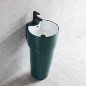 简约陶瓷立柱盆小户型卫生间立式 一体洗手池阳台圆形 洗脸盘落地式