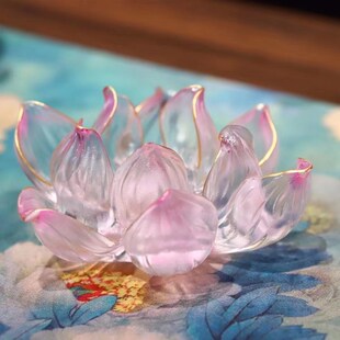 净水金莲古法琉璃清语莲香莲花香插烛台工艺品桌面饰品摆件香具