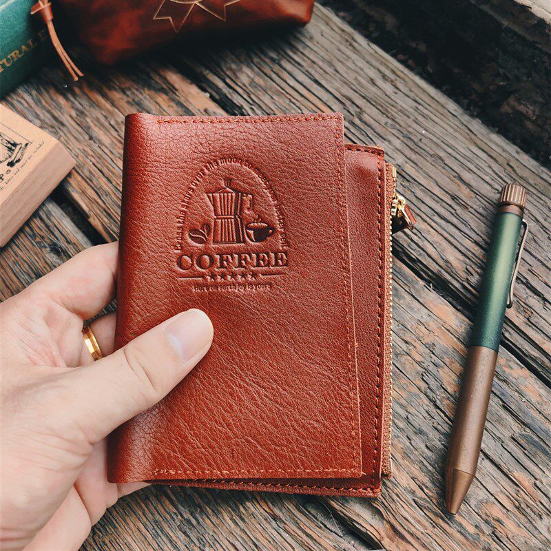 QY手帐手冲咖啡油蜡皮TN标准护照收纳袋票据袋手帐收纳卡片收集袋