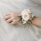 清新香槟米白色永生玫瑰新郎胸花新娘手腕花 BIRDHANDMADE