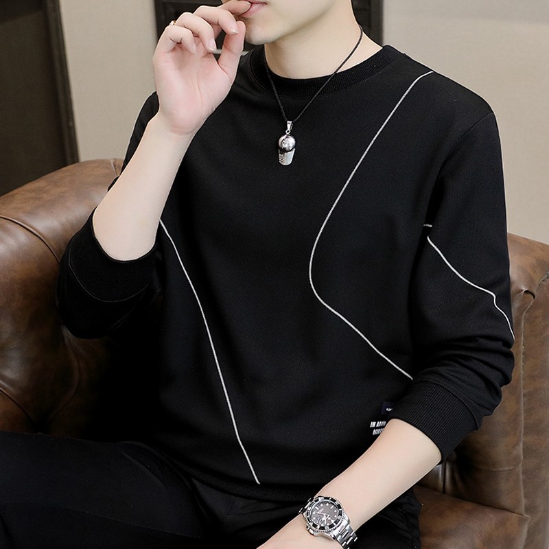 秋冬长袖t恤男士打底衫潮流宽松百搭圆领卫衣男款秋装内搭上1117u