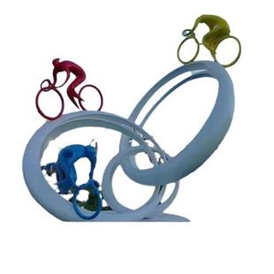 大型不锈钢城市景观雕塑抽象骑车人运动摆件不锈钢体育小品雕塑