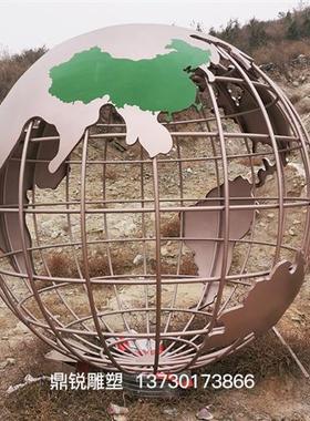 大型不锈钢地球仪雕塑定制户外镜面镂空球学校金属圆球装饰摆件