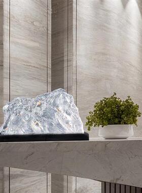 造景客厅摆件家居饰品玄关办公室装饰雪假山石头透明树脂雕塑艺术