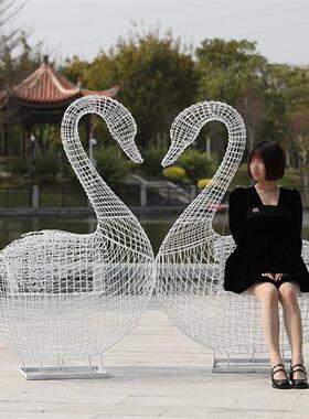 户外不锈钢镂空兔子座椅雕塑园林公园售楼处大象蜗牛动物美陈摆件