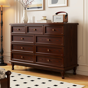 美式斗柜客厅复古十斗柜卧室靠墙储物柜床尾置物柜实木收纳五斗橱