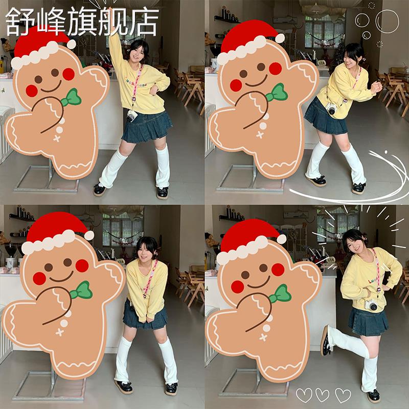圣诞节场景氛围布置商场门店铺活动装饰圣诞树装扮KT板摆件姜饼人