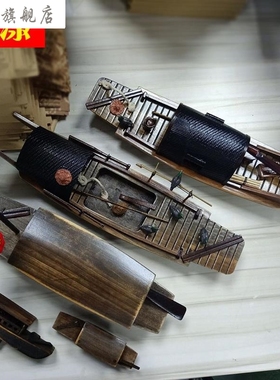 新款渔船可下水摆件水上漂浮船造景小舟喷泉户外饭店迷你鱼池景观