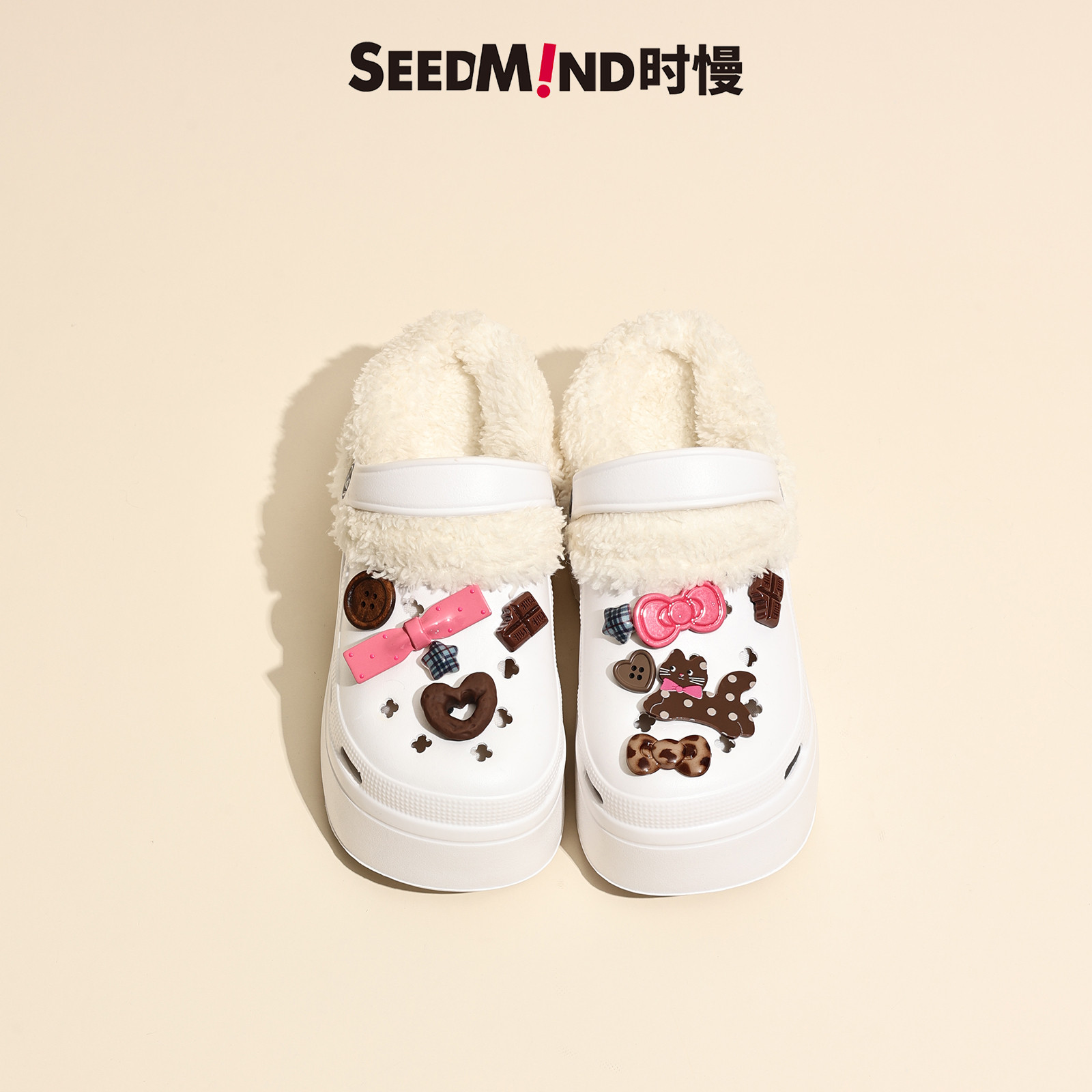 Seedmind冬天就要穿可可爱爱的洞洞鞋~高跟鞋棉婚鞋两穿礼服婚纱