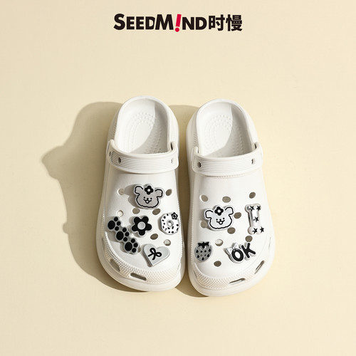 Seedmind厚底小狗包头洞洞鞋女