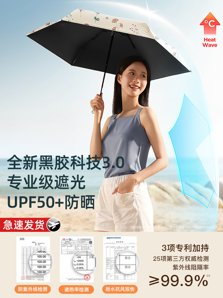 遮阳伞太阳伞女小巧便携防晒紫外线迷你口袋黑胶伞晴雨两用胶囊伞