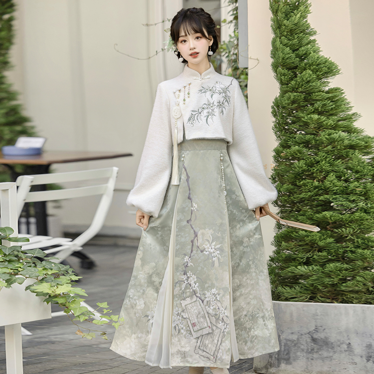 设计师的礼物原创梨香引新中式女国风日常汉元素秋上衣吊带裙套装