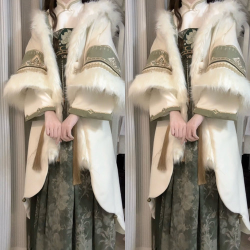 设计师的礼物原创巫山流岚新中式汉服套装汉元素毛呢外套冬装国风