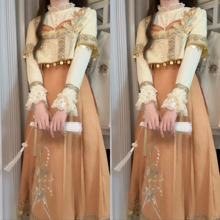 设计师的礼物原创大漠郁香汉服中国风改良汉元素女连衣裙秋冬套装