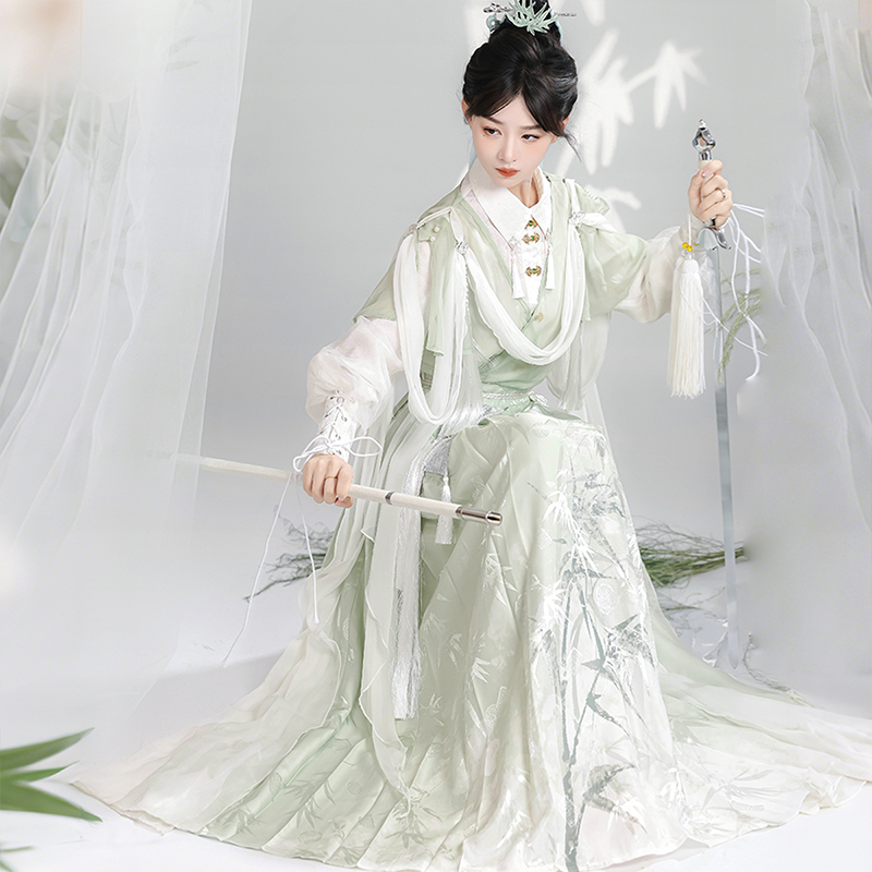 设计师的礼物原创清风明月汉服国风汉元素新中式外披上衣半裙套装