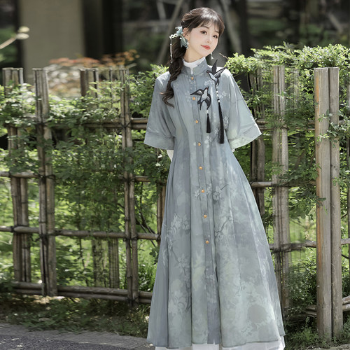 设计师的礼物原创燕翎汉服中国风汉元素长袖连衣裙短袖连衣裙套装