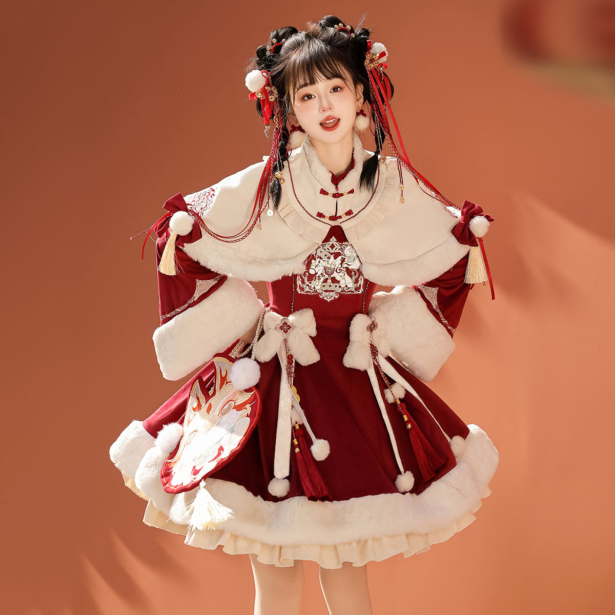 设计师的礼物原创福禄小马女Lolita连衣裙冬季圣诞新年战袍套装