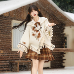 设计师的礼物原创暖绒方格汉服女新中式冬装日常拜年新年战袍套装