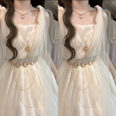 设计师的礼物原创神使希腊风神女流浪风lolita万圣节仙气连衣裙白