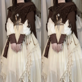 设计师的礼物原创流浪女巫万圣节连衣裙斗篷Lolita沙丘秋冬废土风