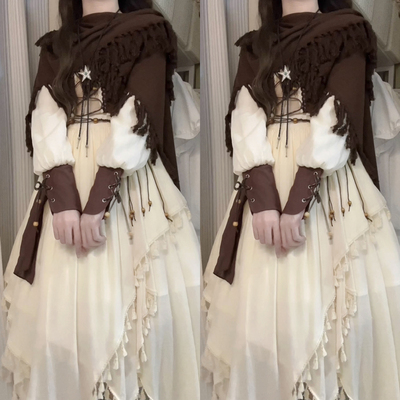 设计师的礼物原创流浪女巫万圣节连衣裙斗篷Lolita沙丘秋冬废土风