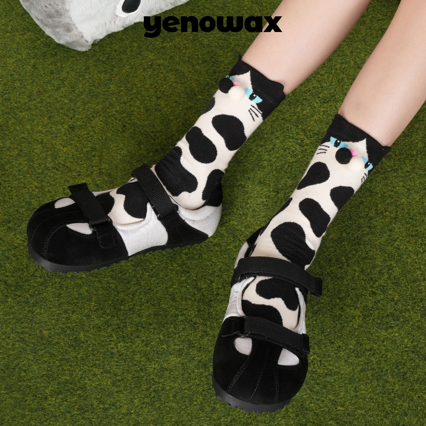 异能无限秋冬新款棉质中筒袜子女外穿可爱创意立体猫咪原创多巴胺