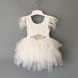 Princess baby feather dress 1st birthday party toddler girls