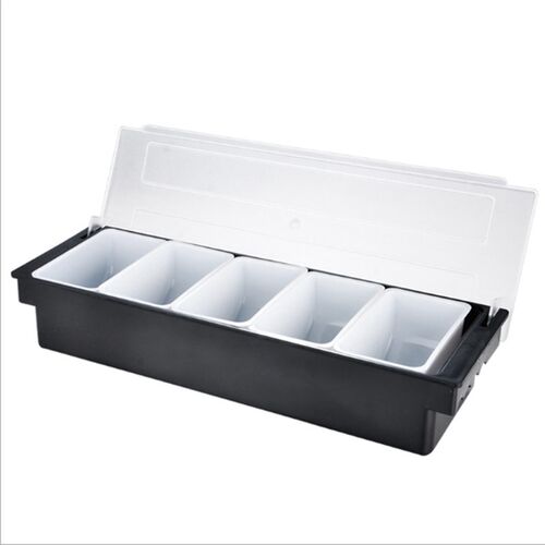 Kitchen 5 Compartment Seasoning Case Bar Condiment Box Holde
