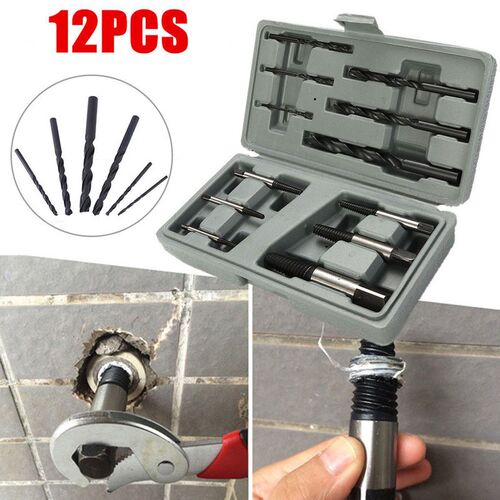 12Pcs Screw Stud Extractor Remover Tools HSS Easy Out Rigid