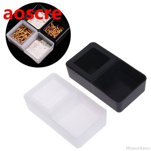 Reptile Feeder Double Box Food Water Feeding Spider Basin In