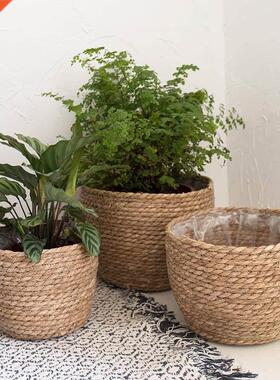 Straw Weaving Flower Plant Basket Grass Planter Basket Indoo