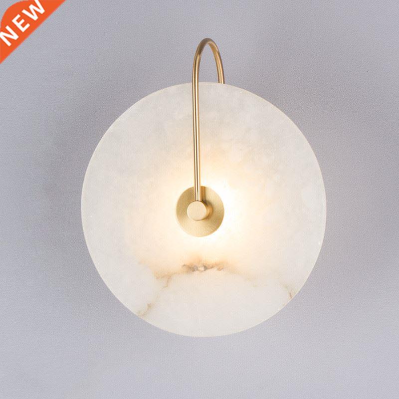 Round Natural Marble LED Wall Lamp Personality Home Wall Dec-封面