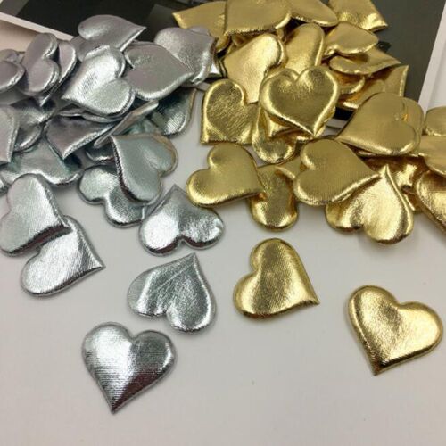 100Pcs 3.5cm Wedding Party Gold Silver Heart Bronzing Sponge