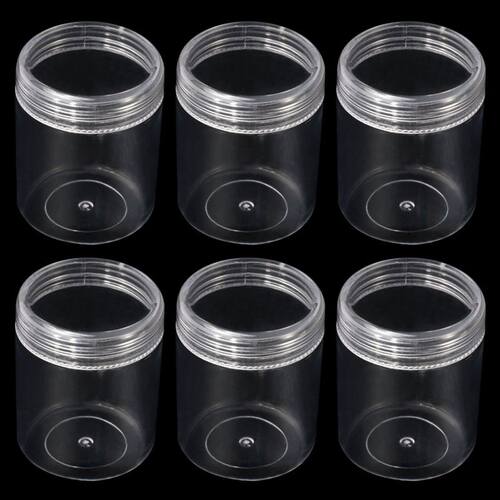 6pcs Clear Plastic Storage Box Jar And Lids Empty Cosmetic C