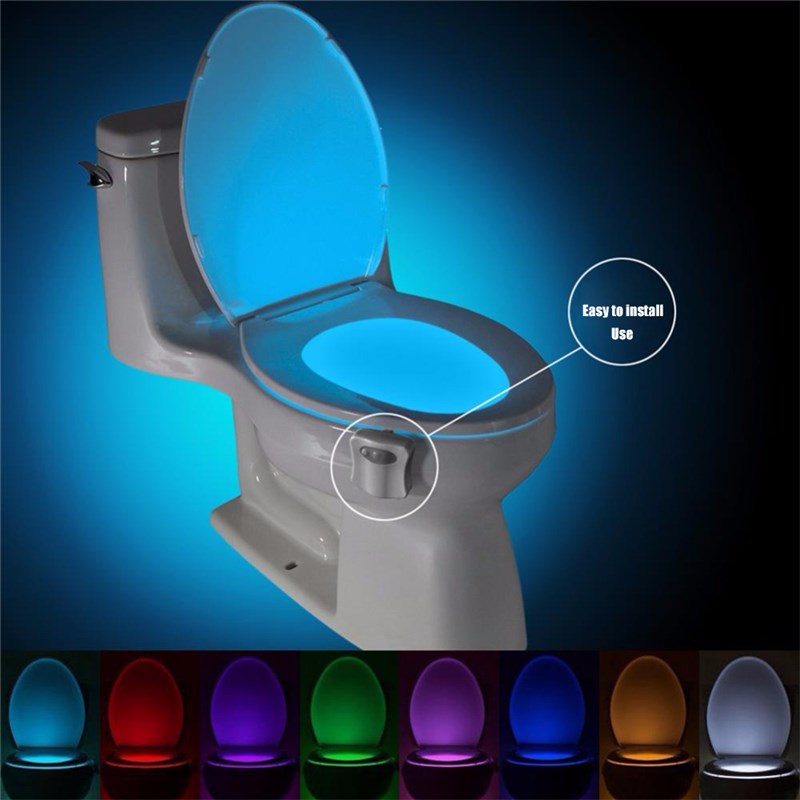 LED Toilet Light PIR Motion Sensor Night Lamp 8 Colors Water