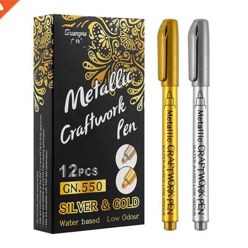 DIY Metallic Waterproof Permanent Paint Marker Pens Gold And