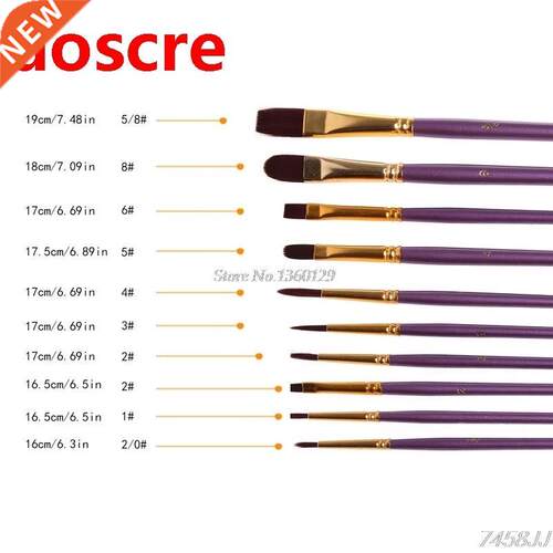 10Pcs Kids Watercolors Brush Aquarelle Paint Wooden Handle P