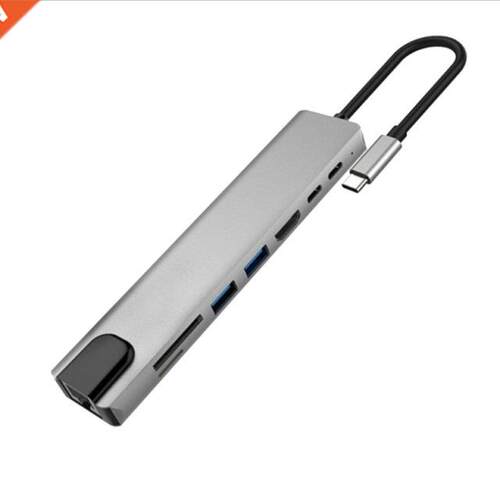 USB Type-C Hub To 4K HDMI-Compatible RJ45 USB SD/TD Card Rea
