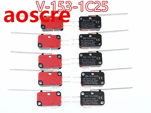 10Pcs V-153-1C25 Micro Limit Switch Long Straight SPDT Snap