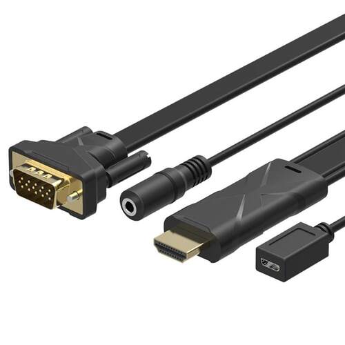 28AWG PVC 1.5m 1080P HDMI to VGA Converter Cable with 3.5mm