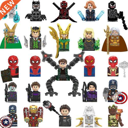 Mini Superhero Figure Blocks Toy Spiderman Moon Knight build