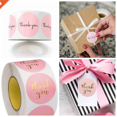 100-500pcs Pink Thank You Stickers Pink Stickers For Company