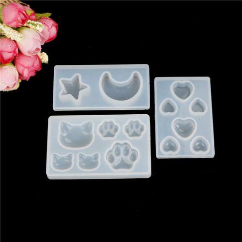 1pcs Silicone Cat Claw Moon Star Heart Liquid Mold  Resin