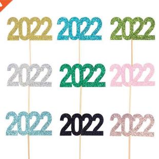 2022 Happy New Year Cake Decoration Gold Silver Blue Glitter