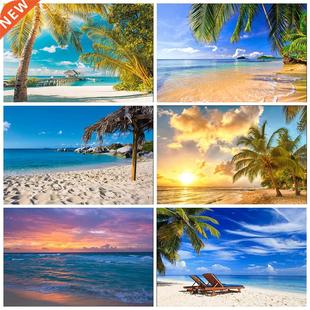 Seaside Beach Palm Tree Photographic Background wall wallpap