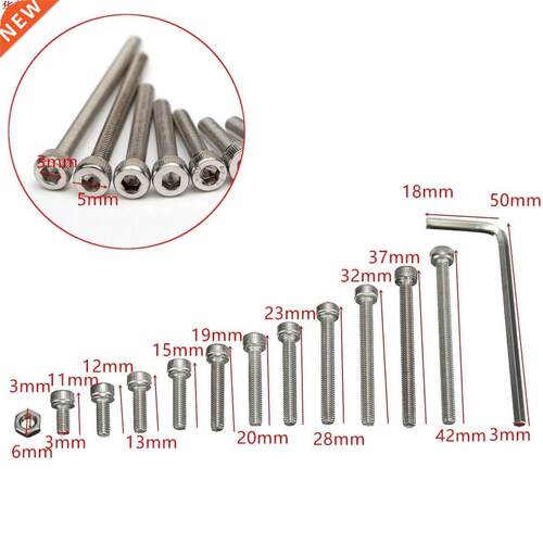 442pcs M3SS2 M3 Stainless Steel Allen Bolts Nuts Hex Socket