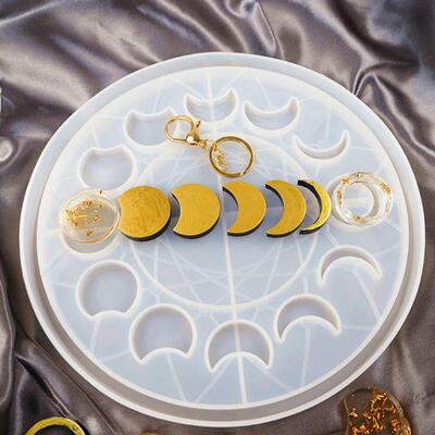 Large Moon Phase Round Tray Resin Mold Crescent Half Full Mo