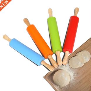 With Wooden Handle Pastry Tools Rolling Pin Silicone Cookies