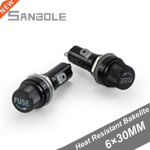 *6*30 Glass Fuse Holder Black 15A 125V High Temperature Resi