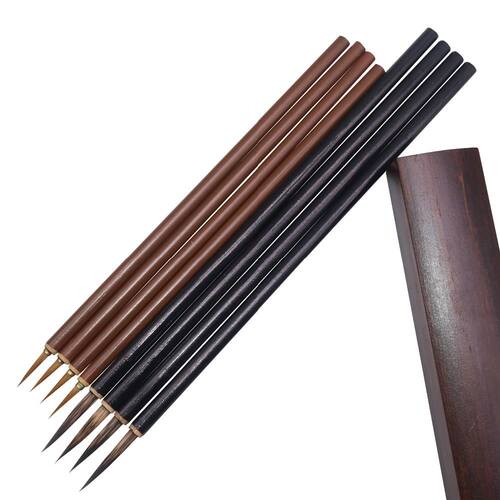 5 Pcs Brown Black Large Hook Line Pen Watercolor Brush Chine